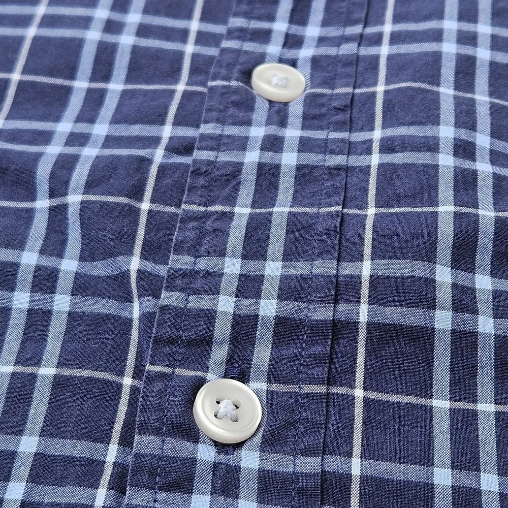 J. Crew Vintage Classic Blue White Button Down Long Sleeve Shirt Mens Size Large